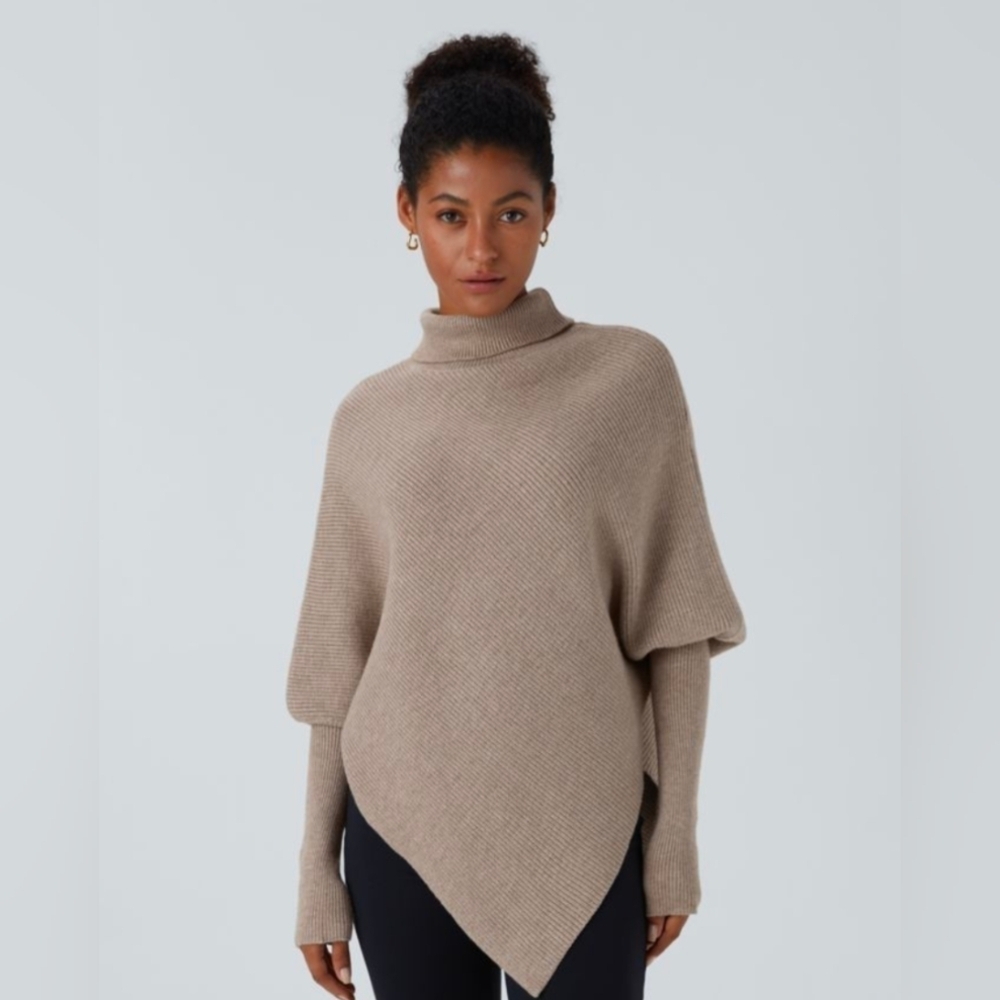 HALARA Taupe Women's Poncho Sweater